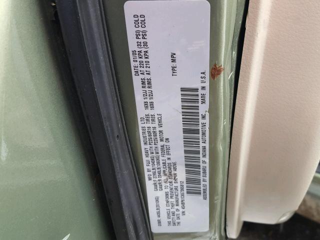 4S4BP61C657365812 - 2005 SUBARU LEGACY OUT GREEN photo 10