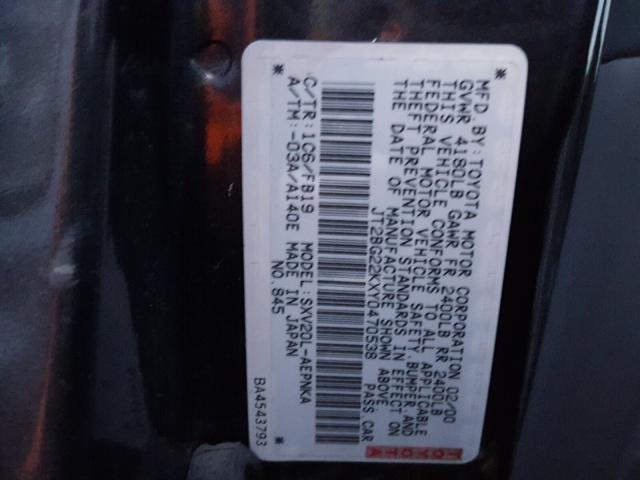 JT2BG22KXY0470538 - 2000 TOYOTA CAMRY CE GRAY photo 10