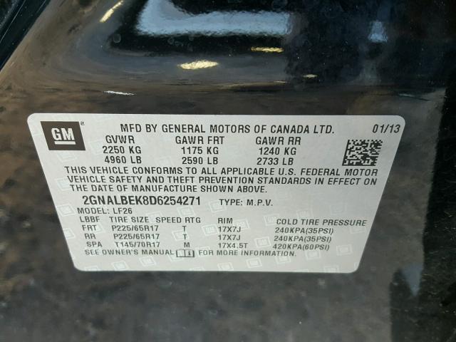 2GNALBEK8D6254271 - 2013 CHEVROLET EQUINOX LS CHARCOAL photo 10