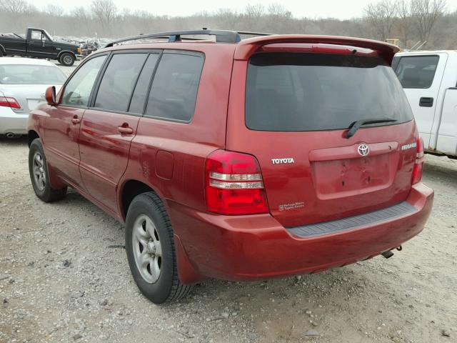 JTEGD21A220038317 - 2002 TOYOTA HIGHLANDER RED photo 3