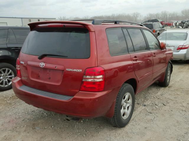 JTEGD21A220038317 - 2002 TOYOTA HIGHLANDER RED photo 4