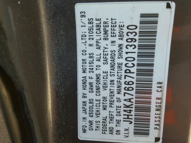 JH4KA7667PC013930 - 1993 ACURA LEGEND L BROWN photo 10