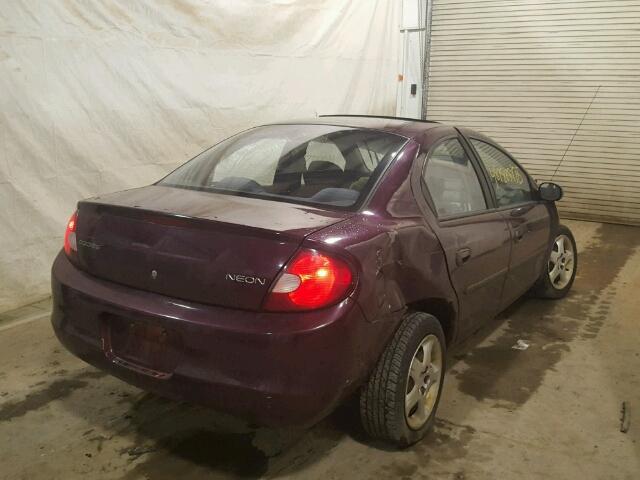 1B3ES46C6YD821313 - 2000 DODGE NEON BASE BURGUNDY photo 4