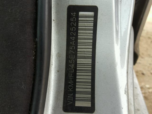 KMHFU45E75A425254 - 2005 HYUNDAI XG 350 GRAY photo 10