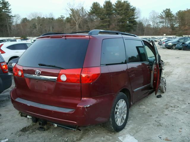 5TDBK22C38S011363 - 2008 TOYOTA SIENNA XLE RED photo 4