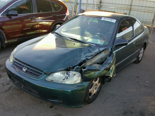 1HGEJ6225XL054845 - 1999 HONDA CIVIC DX GREEN photo 2