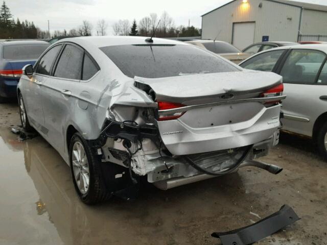 3FA6P0HD7HR389394 - 2017 FORD FUSION SE SILVER photo 3