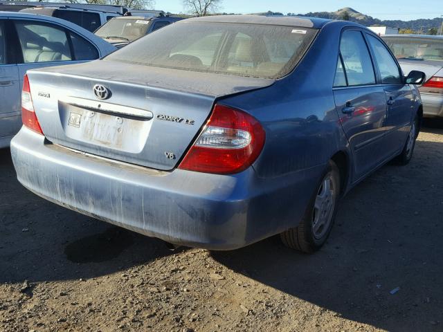 4T1BF30K63U543663 - 2003 TOYOTA CAMRY LE BLUE photo 4