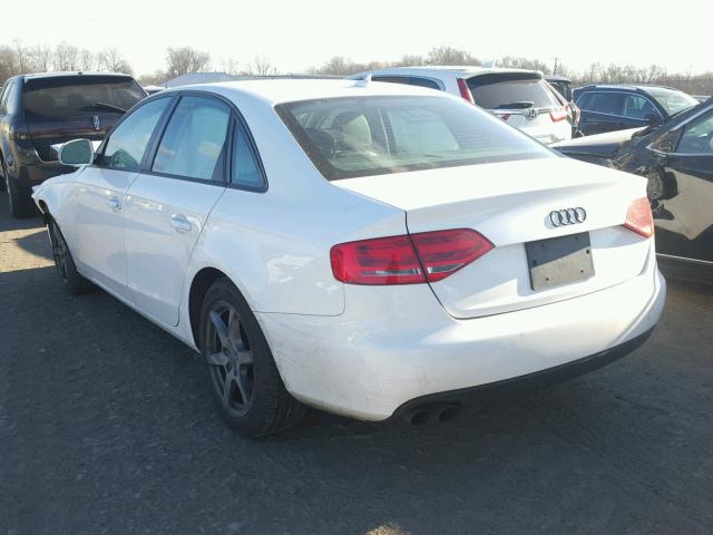 WAULF78KX9N026273 - 2009 AUDI A4 2.0T QU WHITE photo 3