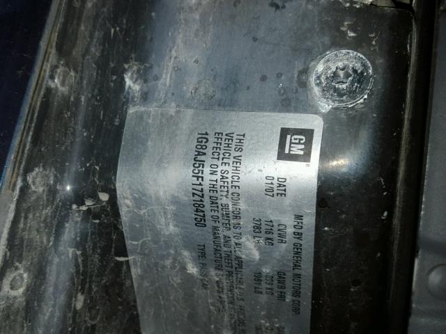 1G8AJ55F17Z184750 - 2007 SATURN ION LEVEL BLUE photo 10