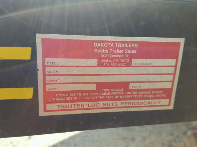 1B9BU1826D1200355 - 2013 DAKO TRAILER BLACK photo 10