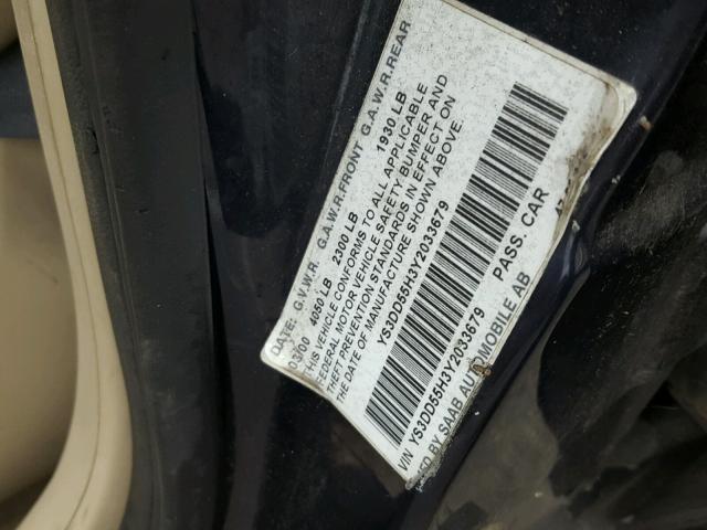 YS3DD55H3Y2033679 - 2000 SAAB 9-3 BLUE photo 10