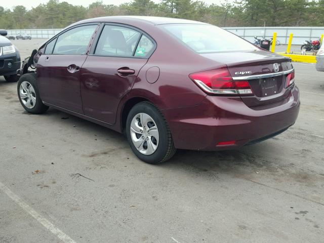 19XFB2F5XEE212261 - 2014 HONDA CIVIC LX MAROON photo 3