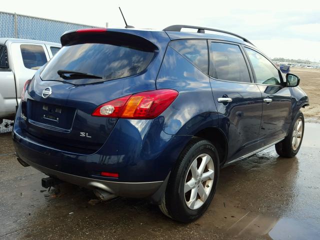 JN8AZ18U19W029982 - 2009 NISSAN MURANO S BLUE photo 4