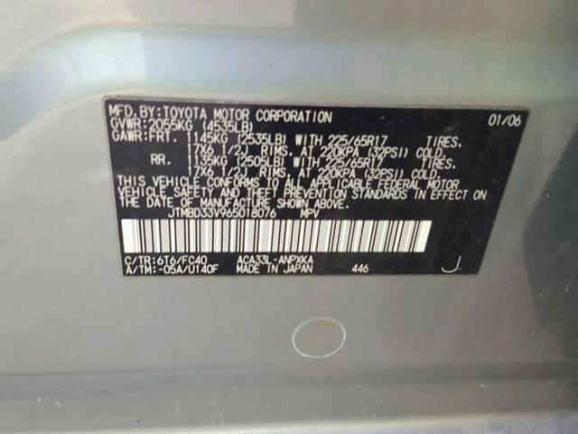 JTMBD33V965018076 - 2006 TOYOTA RAV4 SILVER photo 10