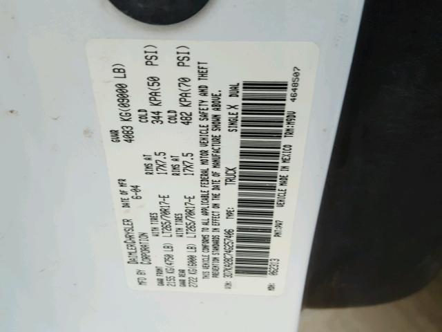 3D7KA28C74G257406 - 2004 DODGE RAM 2500 S თეთრი ფოტო 10