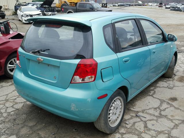 KL1TD62625B447308 - 2005 CHEVROLET AVEO BASE GREEN photo 4