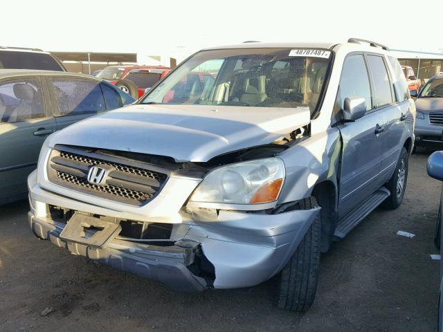 2HKYF18584H540910 - 2004 HONDA PILOT EXL SILVER photo 2