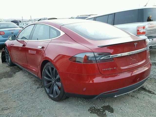 5YJSA1E48FF109517 - 2015 TESLA MODEL S RED photo 3