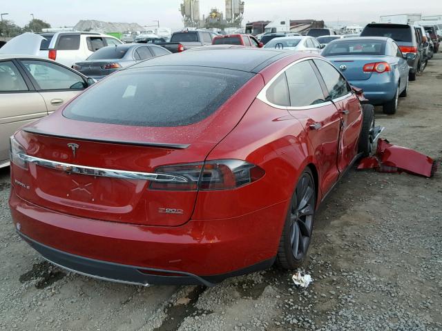 5YJSA1E48FF109517 - 2015 TESLA MODEL S 红色 照片 4