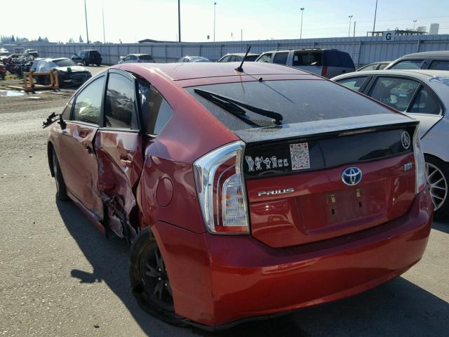 JTDKN3DU6D5634396 - 2013 TOYOTA PRIUS RED photo 3