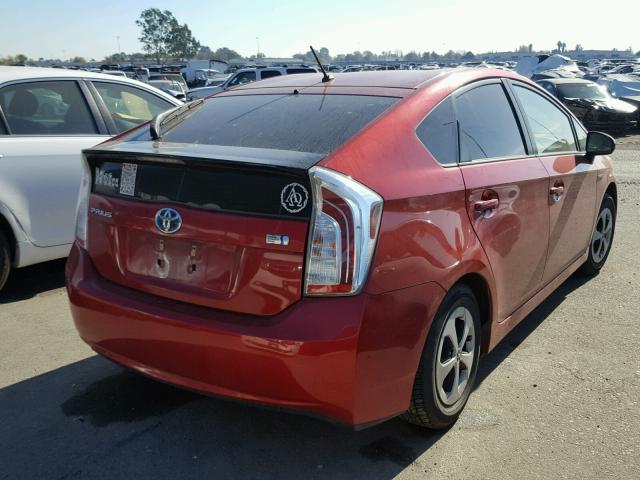 JTDKN3DU6D5634396 - 2013 TOYOTA PRIUS RED photo 4