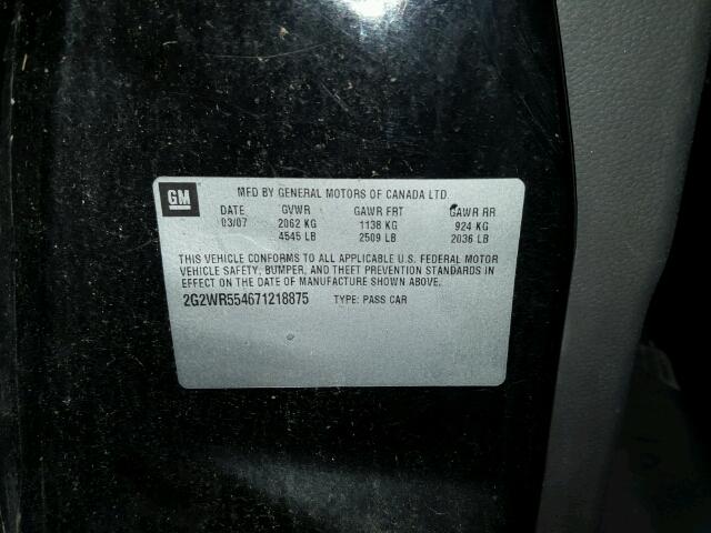 2G2WR554671218875 - 2007 PONTIAC GRAND PRIX BLACK photo 10