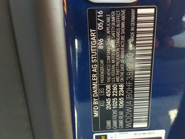 WDDWJ4JB0HF388280 - 2017 MERCEDES-BENZ C 300 蓝色 照片 10