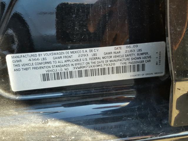 3VWRM71K69M179320 - 2009 VOLKSWAGEN JETTA SE Qara foto 10