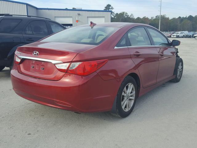 5NPEB4AC9BH282497 - 2011 HYUNDAI SONATA GLS RED photo 4