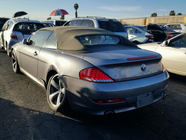 WBAEB53548CX60900 - 2008 BMW 650 I GRAY photo 3