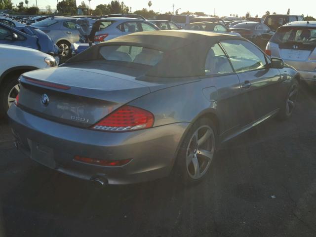 WBAEB53548CX60900 - 2008 BMW 650 I GRAY photo 4