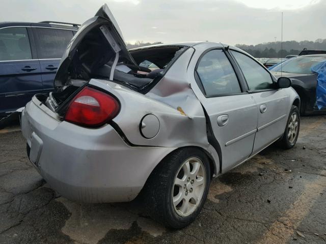 1B3ES56C24D537208 - 2004 DODGE NEON SXT SILVER photo 4