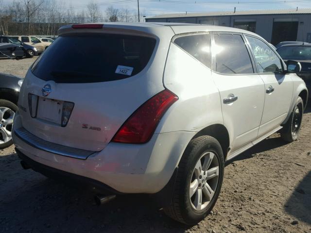 JN8AZ08W67W621063 - 2007 NISSAN MURANO SL WHITE photo 4