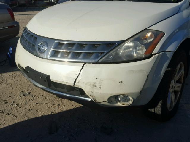 JN8AZ08W67W621063 - 2007 NISSAN MURANO SL WHITE photo 9