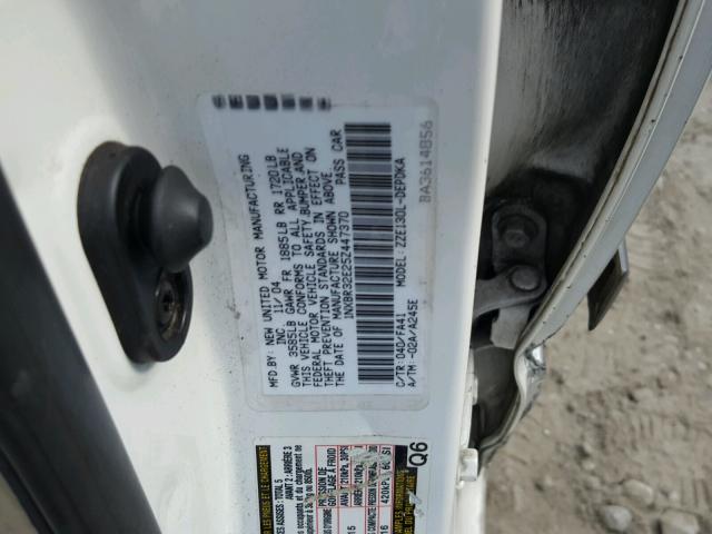 1NXBR32E25Z447370 - 2005 TOYOTA COROLLA WHITE photo 10