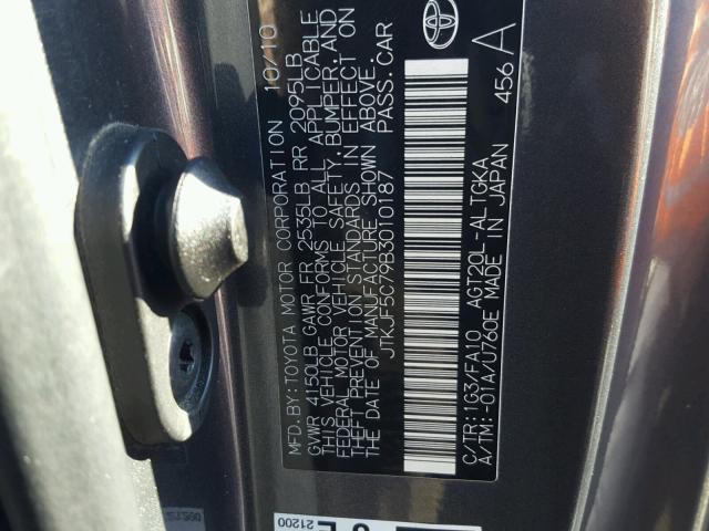 JTKJF5C79B3010187 - 2011 TOYOTA SCION TC 石墨色 照片 10