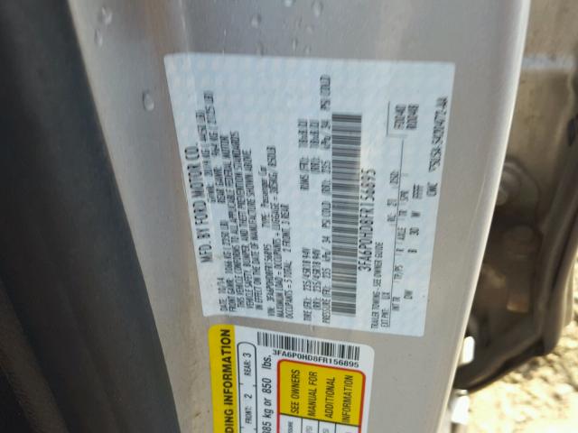 3FA6P0HD8FR156895 - 2015 FORD FUSION SE SILVER photo 10