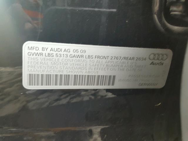 WAUSG74F79N061550 - 2009 AUDI A6 BLACK photo 10