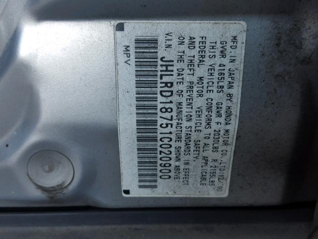 JHLRD18751C020900 - 2001 HONDA CR-V SE GRAY photo 10