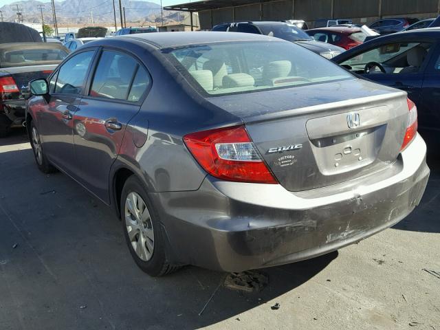 19XFB2F51CE076616 - 2012 HONDA CIVIC LX GRAY photo 3