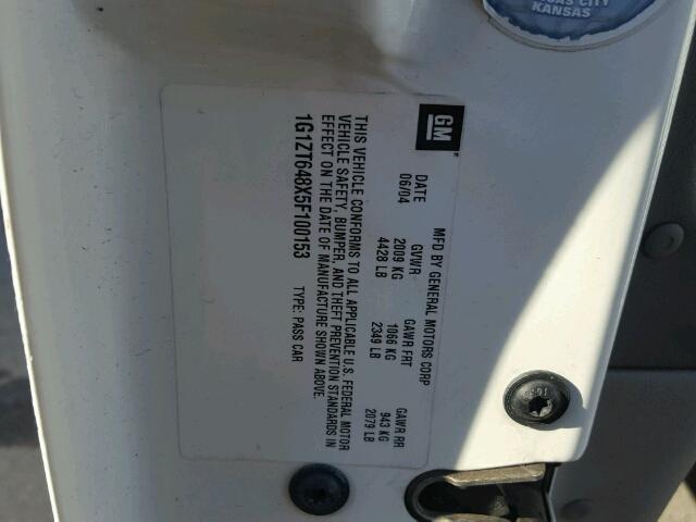 1G1ZT648X5F100153 - 2005 CHEVROLET MALIBU MAX 白色 照片 10