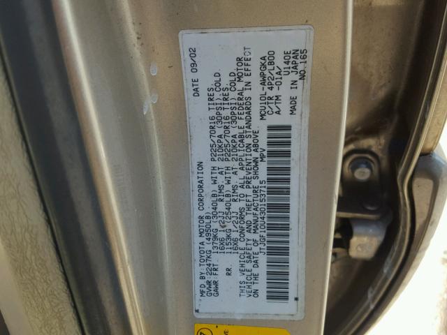 JTJGF10U430153715 - 2003 LEXUS RX 300 GOLD photo 10