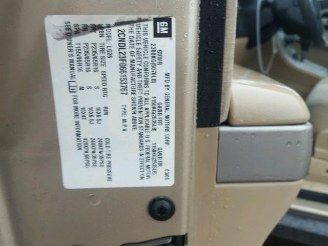 2CNDL23F066153767 - 2006 CHEVROLET EQUINOX LS TAN photo 10