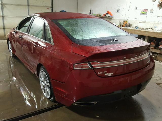 3LN6L2J97DR800872 - 2013 LINCOLN MKZ RED photo 3