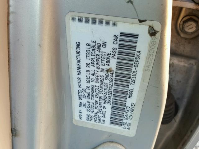 1NXBR12EXXZ168448 - 1999 TOYOTA COROLLA SILVER photo 10