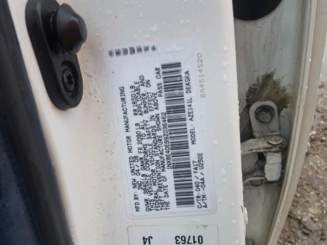 1NXBE40E99Z036462 - 2009 TOYOTA COROLLA XR 白色 照片 10