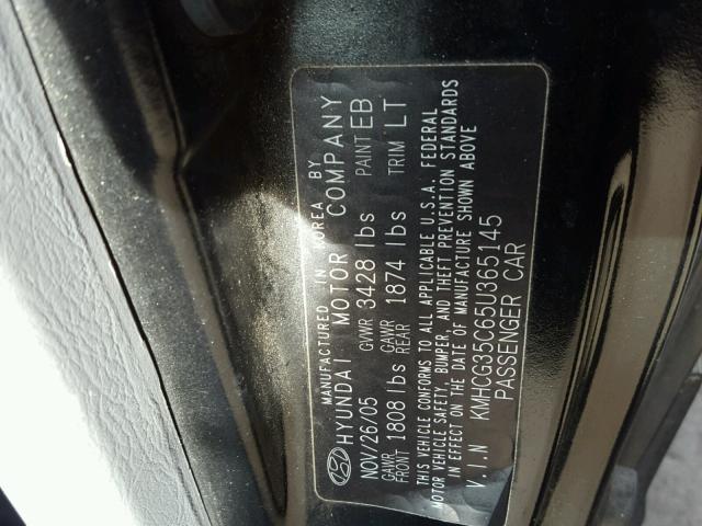 KMHCG35C65U365145 - 2005 HYUNDAI ACCENT GS BLACK photo 10