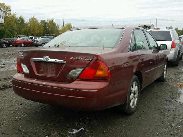 4T1BF28B11U167367 - 2001 TOYOTA AVALON XL BURGUNDY photo 4