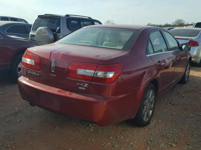 3LNHM28T87R636656 - 2007 LINCOLN MKZ MAROON photo 4